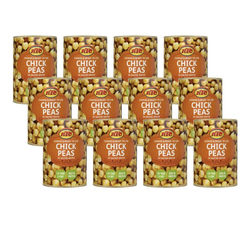KTC Chick Peas in Salted Water Cooked Chickpea Tin Can Ready to Use Pack 12x400g