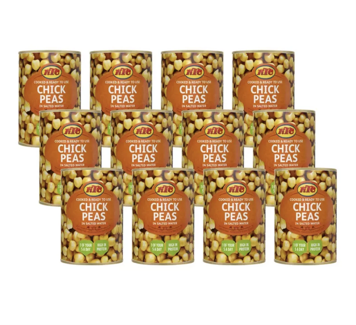 KTC Chick Peas in Salted Water Cooked Chickpea Tin Can Ready to Use Pack 12x400g