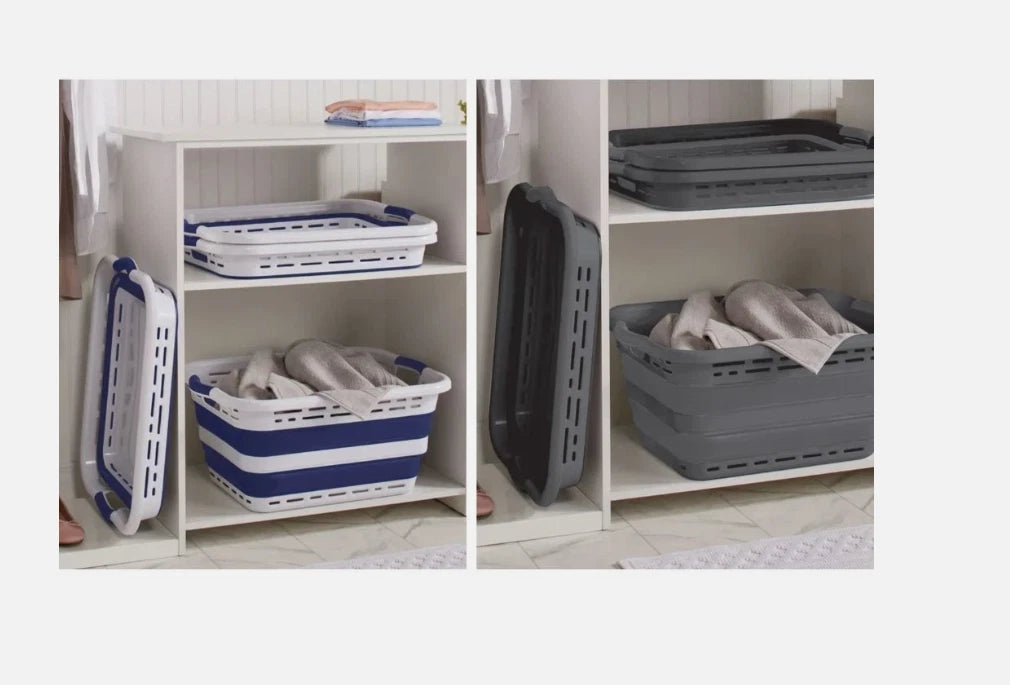 Pop & Load Collapsible Laundry Basket Blue / Grey Colour May Vary