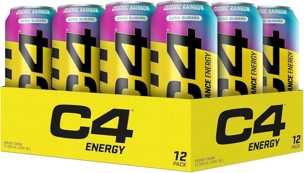C4 Performance Energy Drinks Cosmic Rainbow Zero Sugar 500ml Pack of 12