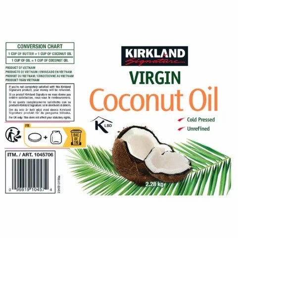 Kirkland Virgin Unrefined Coconut Oil 2.28kg Tub