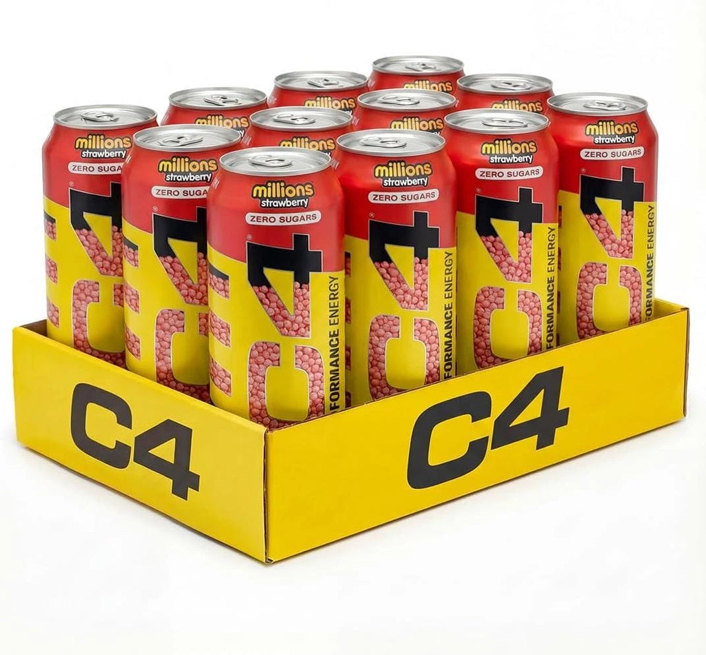 C4 Performance Energy Drink Millions Strawberry Zero Sugars 500ml Pack of 12