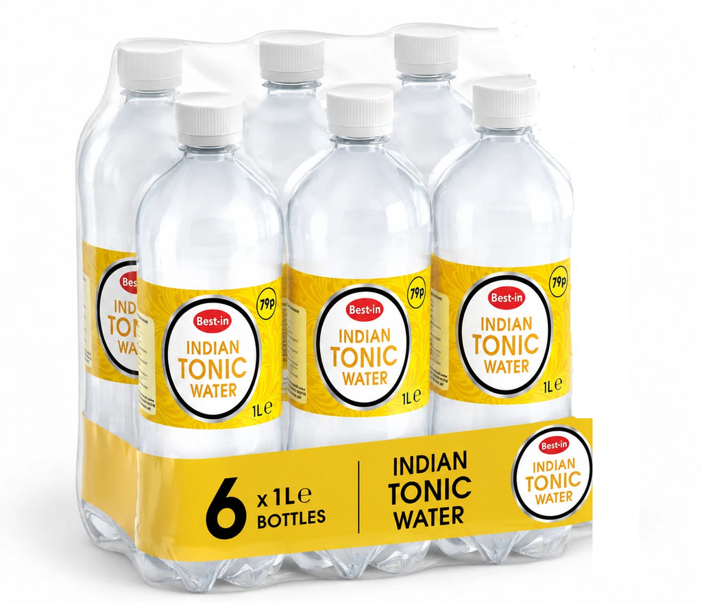 Indian Tonic Water 1L – Pack of 6 Bottles Sparkling Tonic Water Mixer for Gin