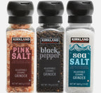 Kirkland Signature Black Pepper Corn Pink Med Sea Salt Himalayan Grinder+Refill