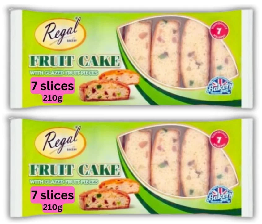 Regal Bakery Fruit Cake with Glazed Fruit Pieces 210g (Pack of 2)
