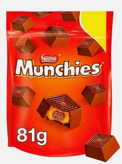 Munchies Milk Chocolate Caramel Crisp Biscuit Centre Pouch Bags Box Pack 10x81g