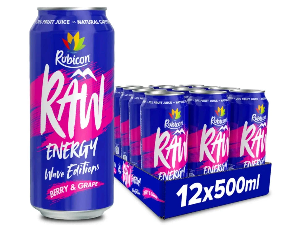 Rubicon Raw Energy Wave Editions Berry & Grape 500ml x 12