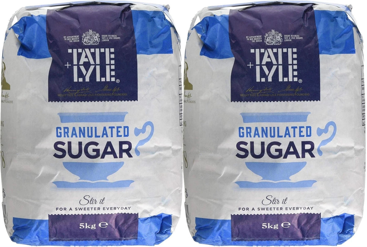 Tate and Lyle Granulated Pure Cane Tea Coffee White Sugar Large 2 Bags of 5Kg