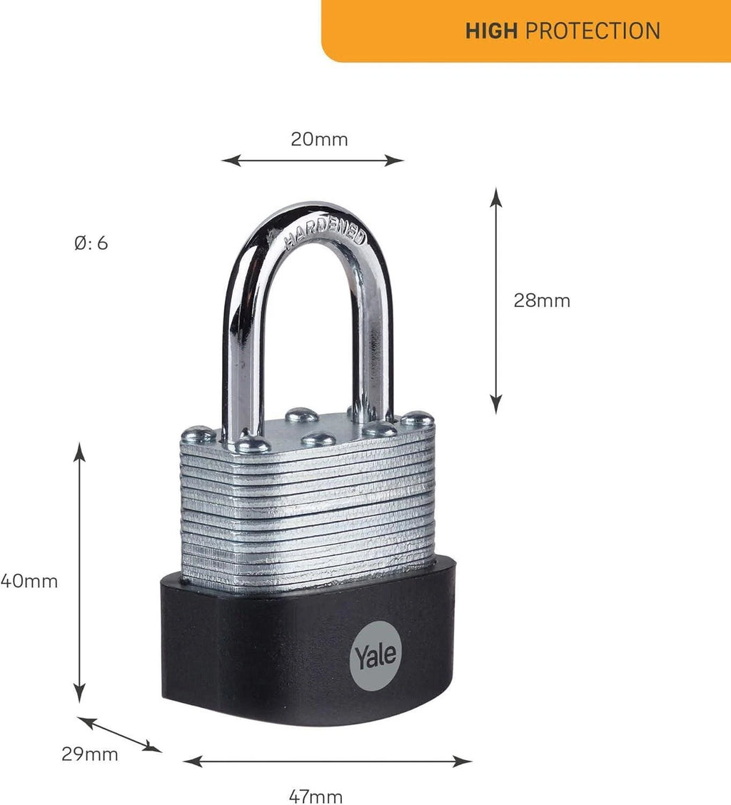 Yale High Security 40mm Laminated Steel Padlock, Pack of 3 - 3 Keys