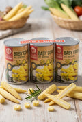 Baby Corn in Brine 3 x 425g Tins, Young Corn for Stir-Fries Curries & Salads