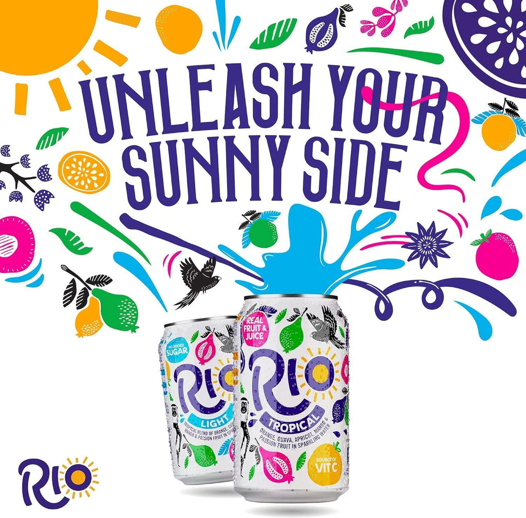 Rio Tropical Soft Drink Orange Guava Apricot Mango Passion Fruit Pack 24 x 330ml
