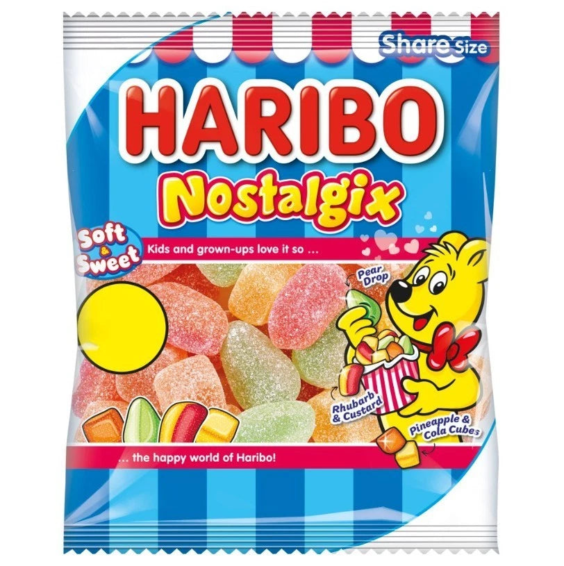 Haribo Share Bags 140g Fruity Fizzy Gummy Jelly Sweets Assorted Flavours 12 Pack