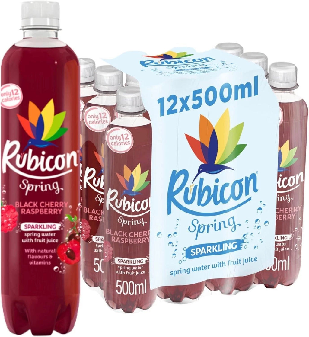Rubicon Spring Black Cherry Raspberry Sparkling Water Bottle 500ml x 12