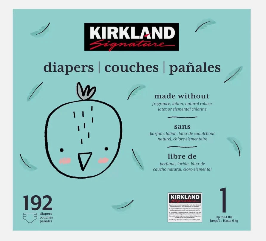 Kirkland Signature Baby Diapers Size 1 Nappy 4-6kg Breathable Pack 192 Nappies