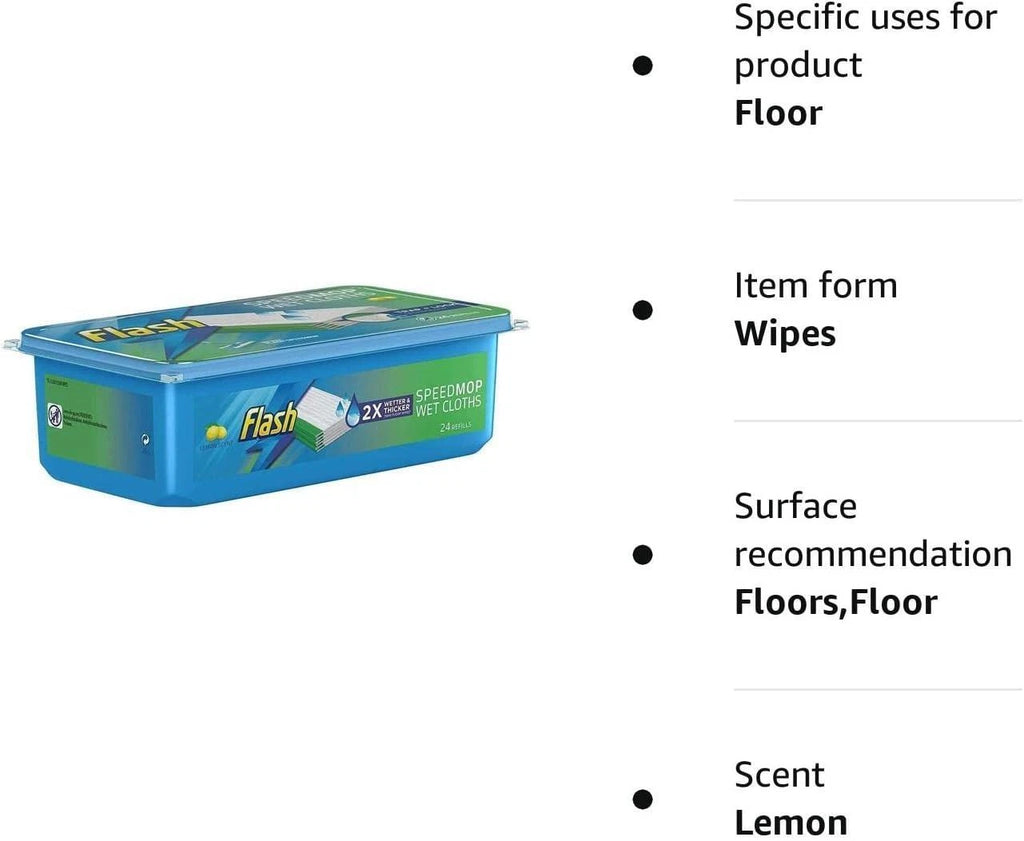 Flash Speedmop Wet Cloths Lemon Multi-Surface Refills Pack of 2 x 24
