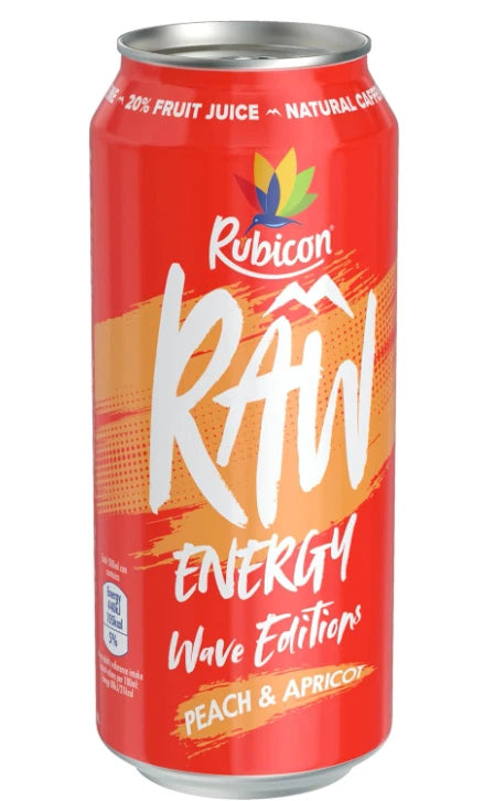 Rubicon Raw Energy Wave Editions Peach & Apricot 500ml x 12