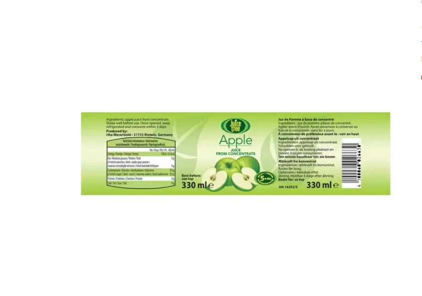Juice Tree Apple Juice Drink From Concentrate Bottle Kid Lunch Box Pack 12x330ml
