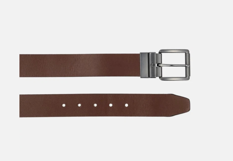 Timberland Men Belt Reversible Brown/Black Full Grain Leather Cut To Fit 28"-44"