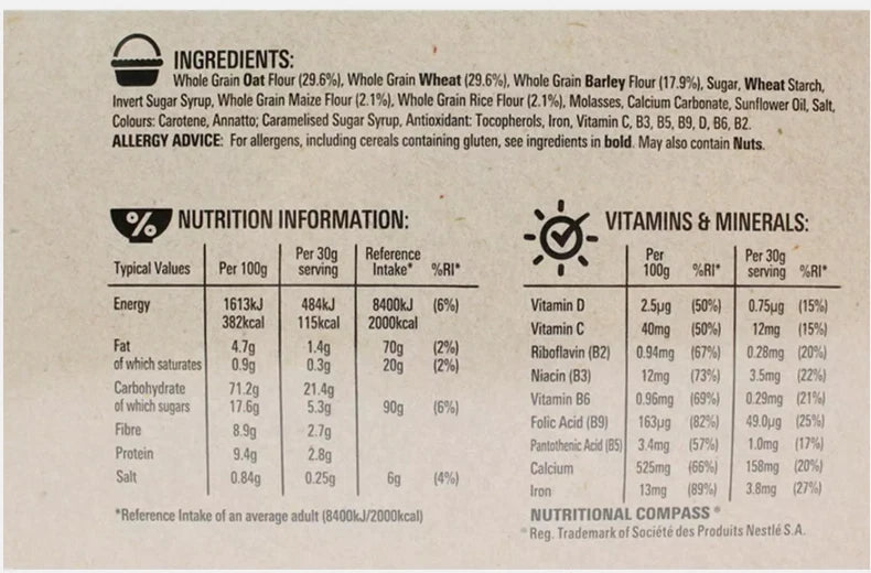 Nestle Cheerios Breakfast Multigrain Cereal Fibre Whole Grain Family Pack 2x600g