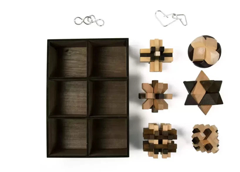 Think Box Thinking Puzzles With 8 Wooden and Iron Teasers (10+ Years)