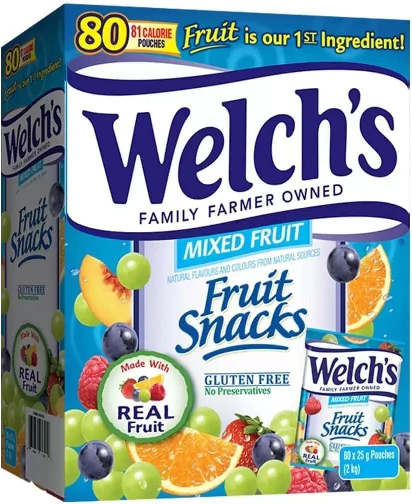 Welch's Mixed Fruit Snacks, Made With Real Fruit, Gluten Free 80 x 25g Pouches