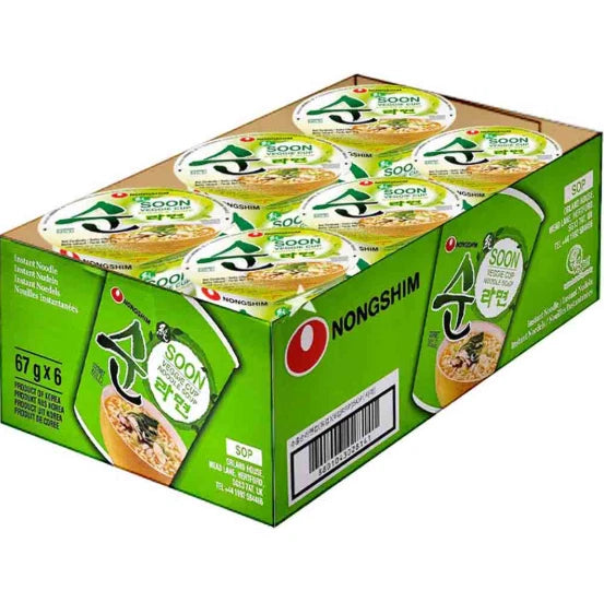Nongshim Soon Veggie Cup Instant Noodle Ramen Soup 67g (Pack of 6)
