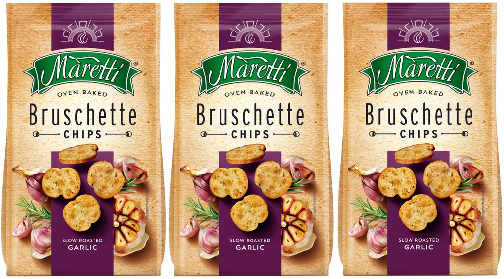 Maretti Bruschette Oven Baked Chips Slow Roasted Garlic 70g Pack of 14