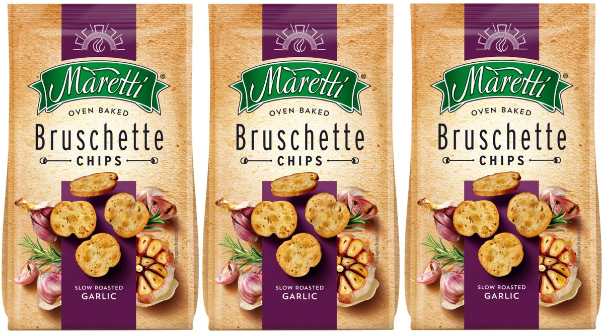 Maretti Bruschette Oven Baked Chips Slow Roasted Garlic 70g Pack of 14