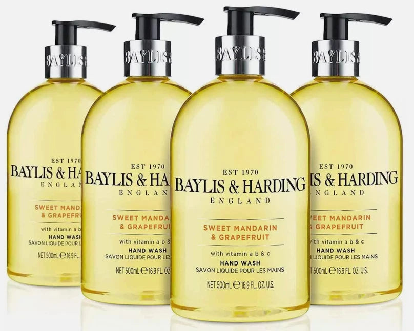 Baylis &Harding-Sweet Mandarin &Grapefruit Hand Wash Pump Soap Gel Pack 4x500ml