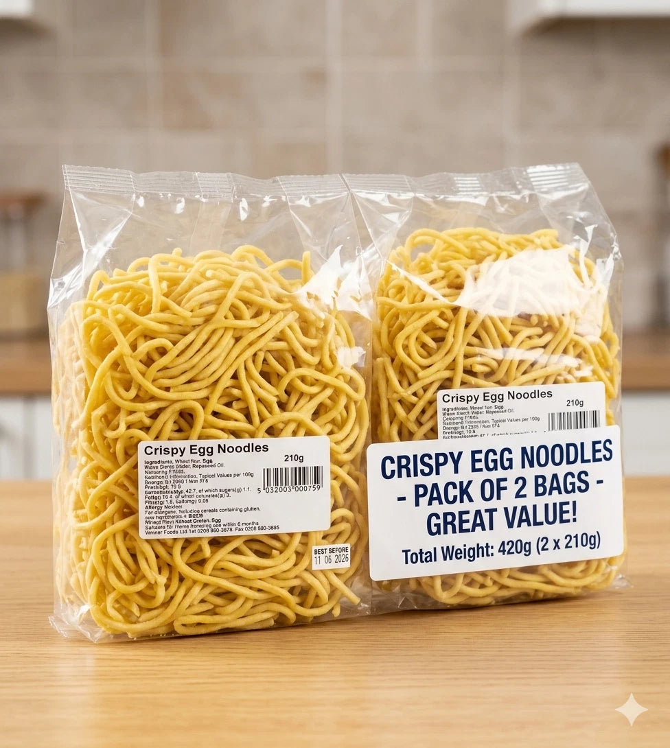 Crispy Egg Noodles, Chinese Style, with Wheat Flour and Egg, 210g Pack of 2