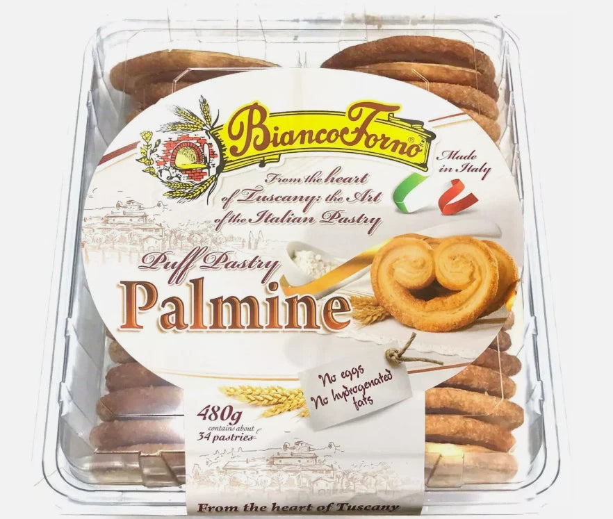 Biancoforno Puff Pastry Palmine Italian Tuscany Baked Crispy 34Pastrie Pack 480g