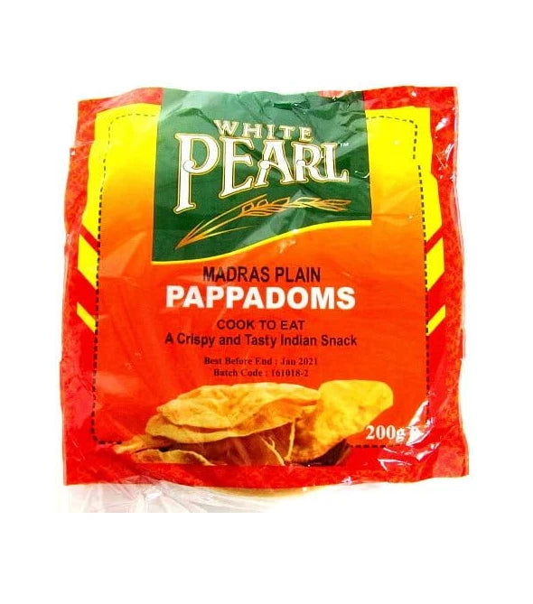 White Pearl Plain Pappadoms - 10 x 200G