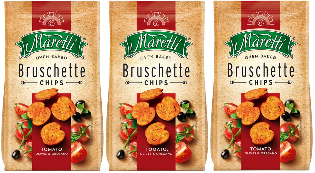 Maretti Oven Baked Bruschette Chips Tomato Olives & Oregano 70g Pack of 14