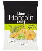 Grace Lime Plantain Chips 85g x 9 Gluten Free, High in Fibre, Vegan