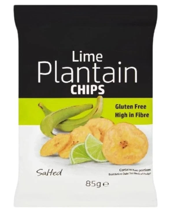 Grace Lime Plantain Chips 85g x 9 Gluten Free, High in Fibre, Vegan