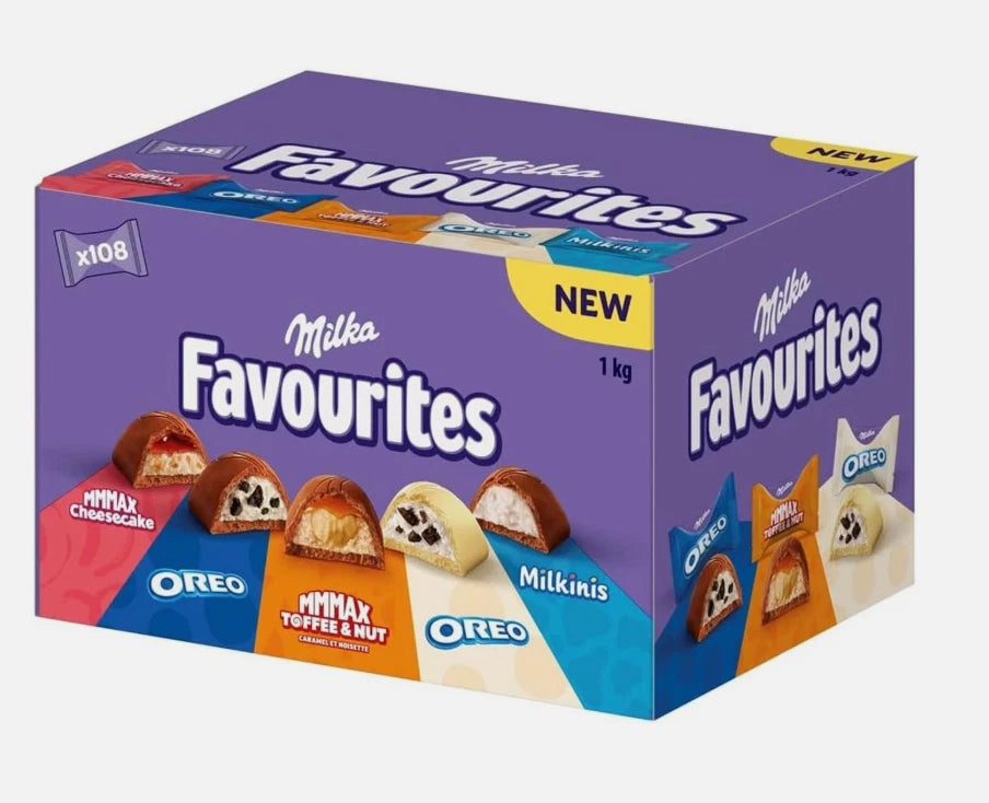 Milka Favourites Assortment Chocolates MMMAX Oreo Milkinis 108Pcs Mix Pack 1kg
