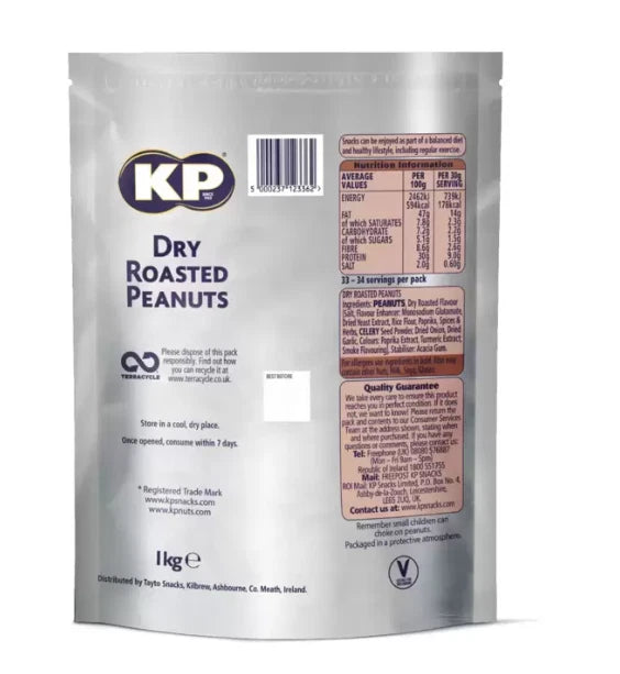 KP Dry Roasted Peanuts Zip Close Pack, 1kg