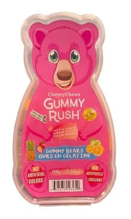 Cherry Chews Gummy Rush Jelly Mix Fruits Flavour Jelly 160g Bear Shape Tub