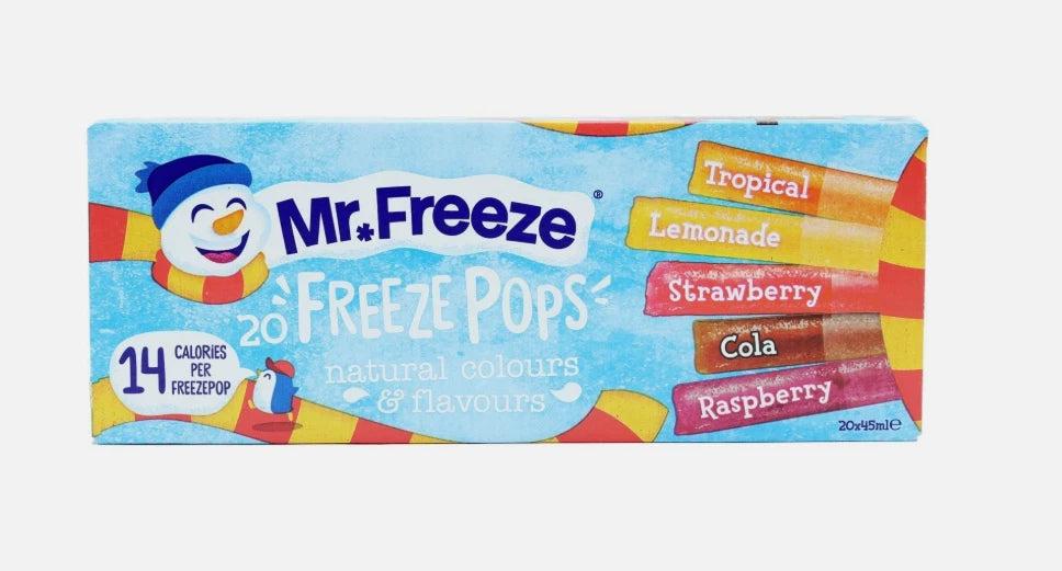 Mr Freeze Freeze Pops 20 x 45ml (Pack of 3) – Assorted Flavour Freezable Ice Pop