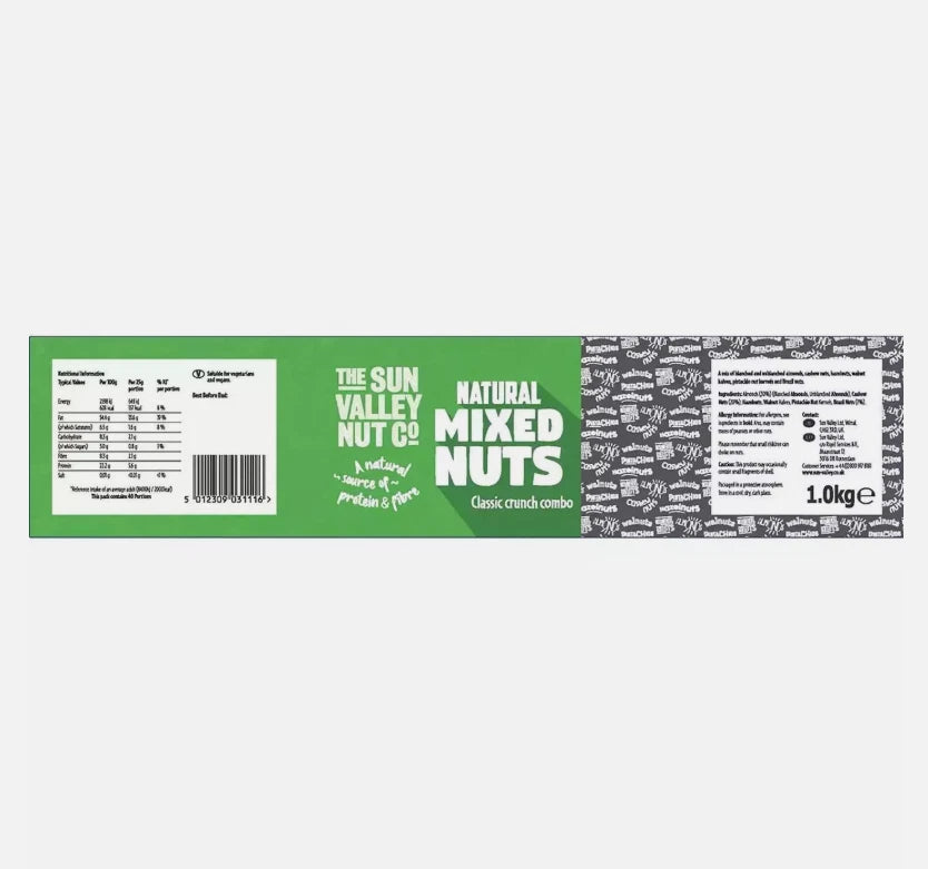 Sun Valley Mixed Nuts Unsalted Premium Quality Fresh Natural Selection Pack 1kg