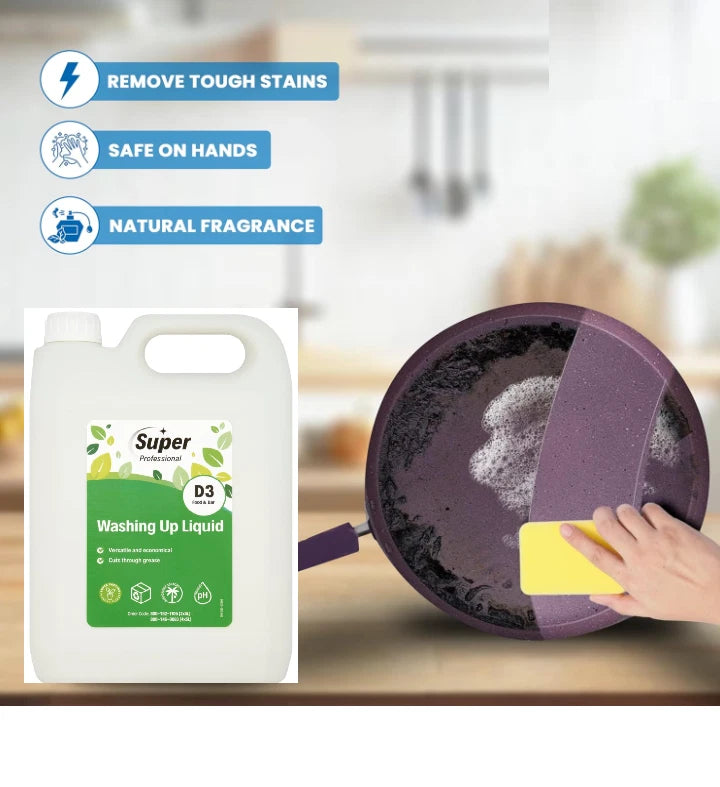 Super Professional D3 Washing Up Liquid Cuts Through Grease 5L