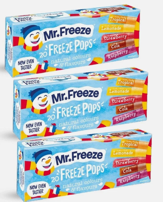 Mr Freeze Freeze Pops 20 x 45ml (Pack of 3) – Assorted Flavour Freezable Ice Pop
