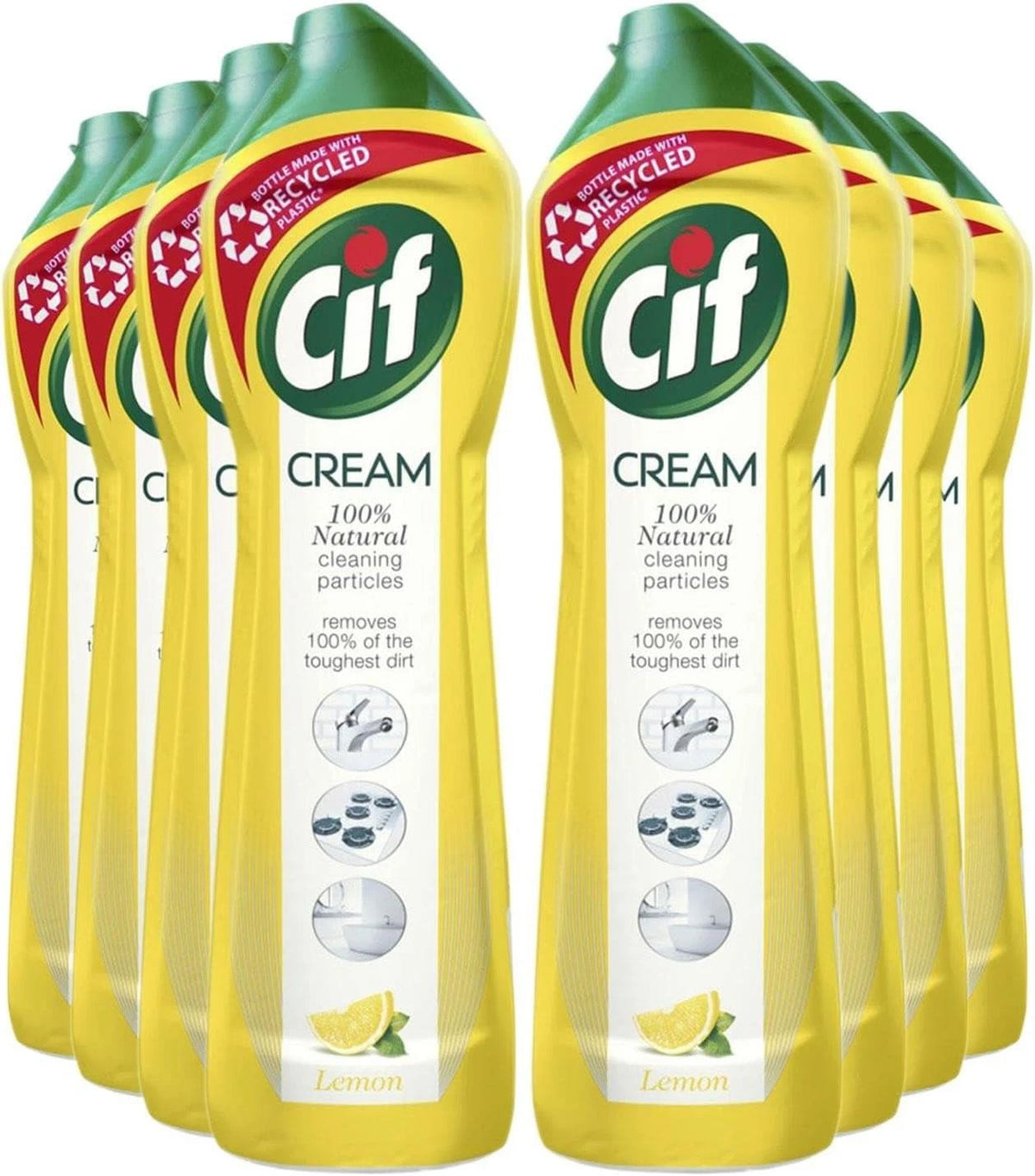 Cif Lemon Cream Cleaner Bottles 500ml - Pack of 8 Multi-Purpose Surface Cleaner