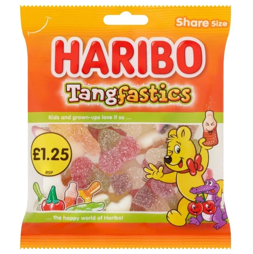 Haribo Share Bags 140g Fruity Fizzy Gummy Jelly Sweets Assorted Flavours 12 Pack