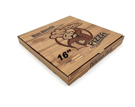 16" Brown Premium Quality PIZZA BOX Take Away Fast Food Printed Pack of 45