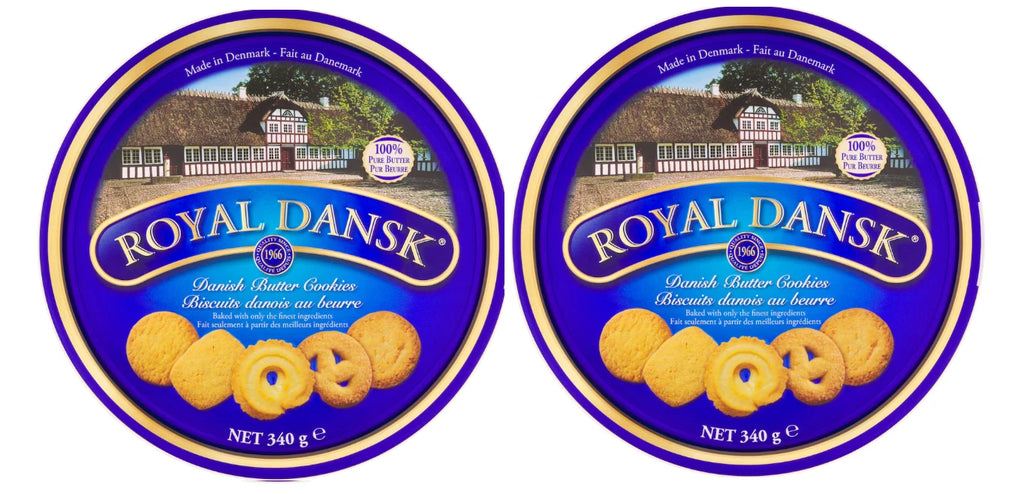 Royal Dansk Danish Butter Cookies, 100% Pure Butter Biscuit Tin, 340g Pack of 2