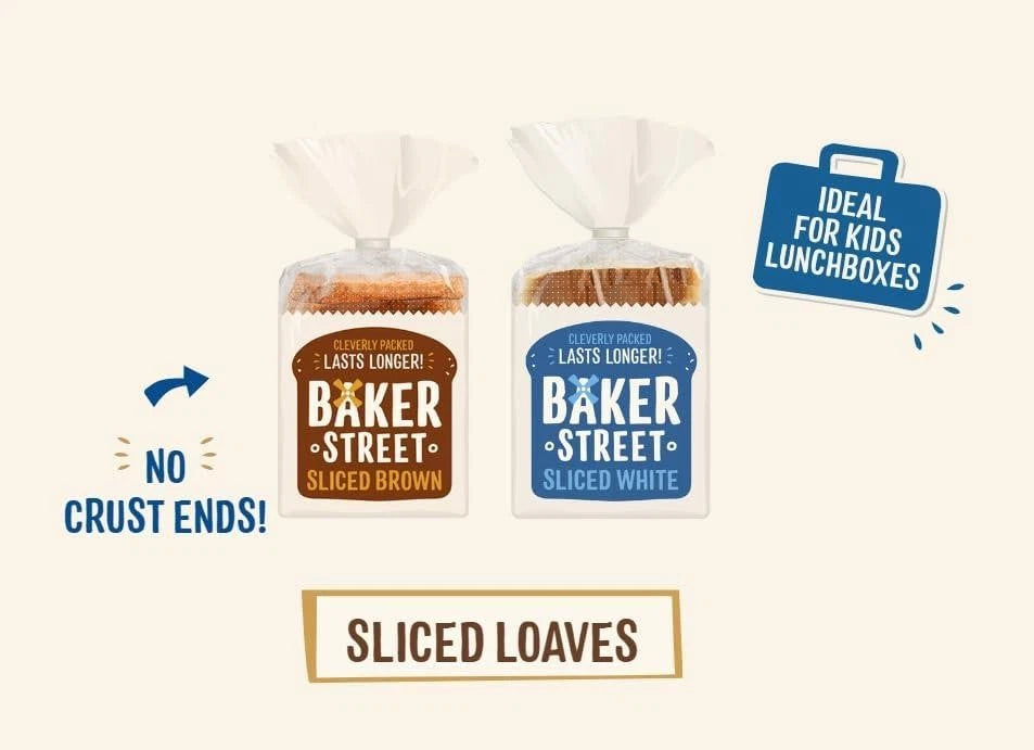 Baker Street Sliced Brown Bread 600g Wholemeal Bread (Pack of 2)