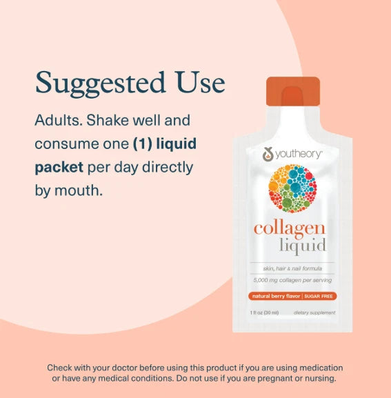 Youtheory Collagen Liquid Natural Berry, 30 Count