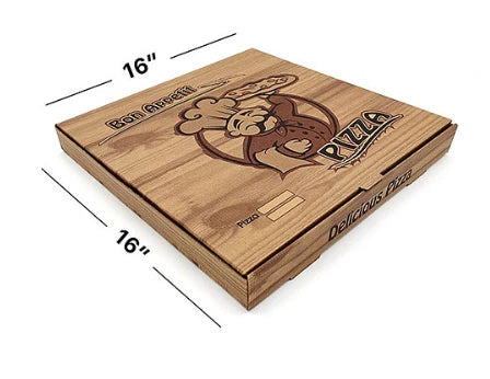 16" Brown Premium Quality PIZZA BOX Take Away Fast Food Printed Pack of 45
