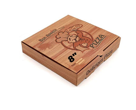 8" Brown Premium Quality PIZZA BOX Take Away Fast Food Printed Pack of 90
